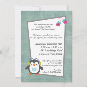 5x7 Hiver Pingouin Noël Invitation