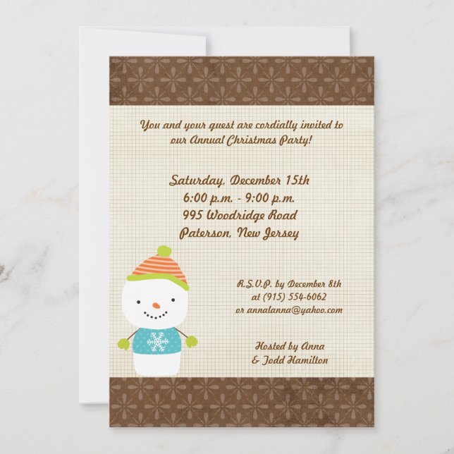 5x7 hiver Snowman hiver Neige Invitation (Devant)