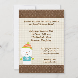 5x7 hiver Snowman hiver Neige Invitation