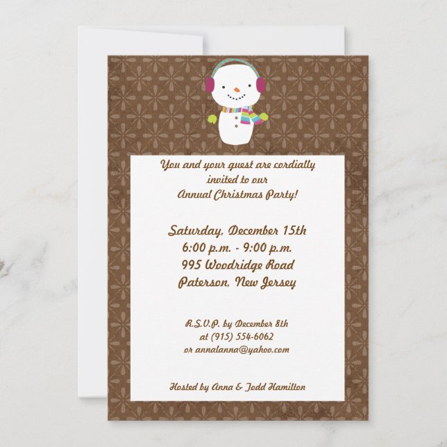 5x7 hiver Snowman hiver Neige Invitation (Devant)