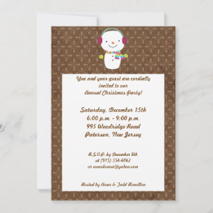 5x7 hiver Snowman hiver Neige Invitation