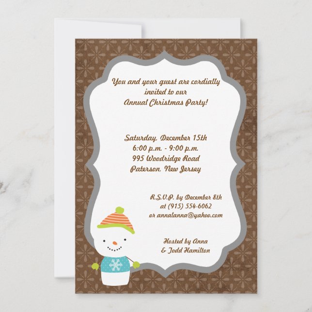 5x7 hiver Snowman hiver Neige Invitation (Devant)