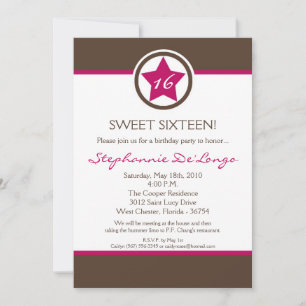 5x7 Hot rose RockStar 16 Anniversaire Invitation d