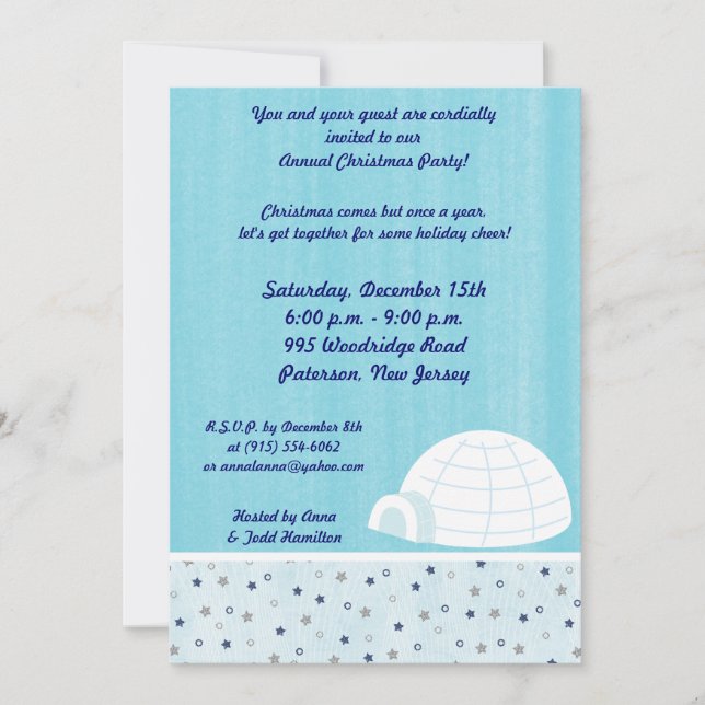 5x7 Icy Igloo Baby Blue Invitation (Devant)