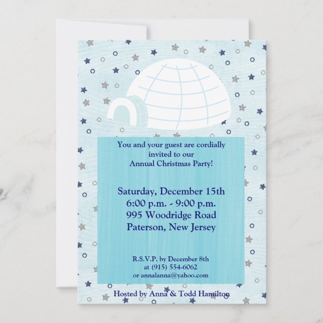 5x7 Icy Igloo Baby Blue Invitation (Devant)