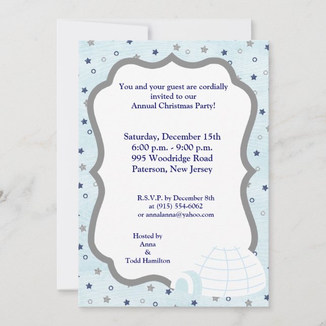 5x7 Icy Igloo Baby Blue Invitation (Devant)