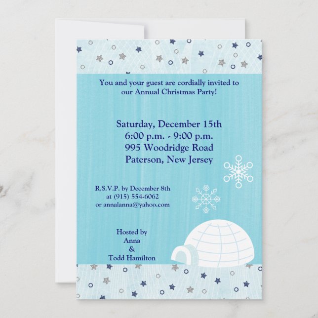 5x7 Icy Igloo Baby Blue Invitation (Devant)