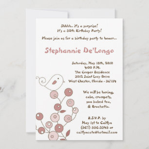 5x7 Invitation à la fête d'anniversaire de Pink Bi