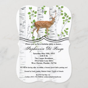 5x7 Invitation Anniversaire Deer Doe Buck Woodland