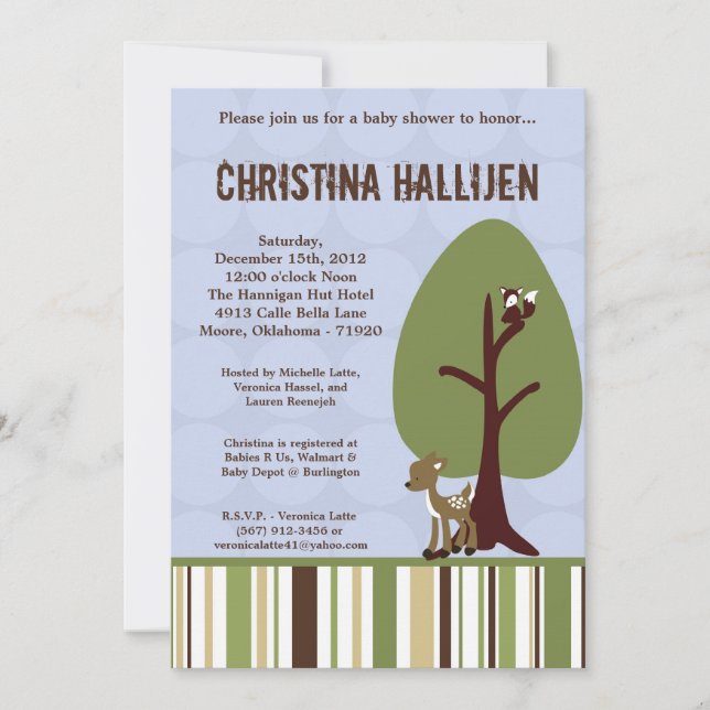 5x7 Invitation au Baby shower de forêt vierge ench (Devant)