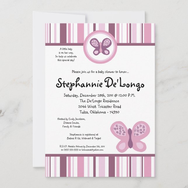 5x7 Invitation au Baby shower de prune de sucre (Devant)