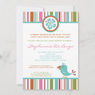 5x7 Invitation au Baby shower d'oiseaux tropicaux 