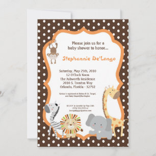 5x7 Invitation Baby shower animal d'aventure Jungl
