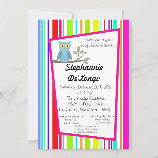 5x7 Invitation Baby shower de Chouette de forêt de (Devant)