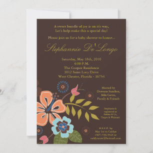 5x7 Invitation Baby shower de fleurs tropicales ha