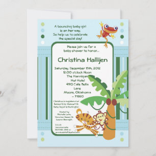 5x7 Invitation Baby shower de forêt pluviale