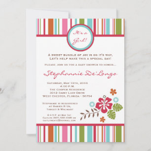 5x7 Invitation Baby shower de l'Hibiscus tropical