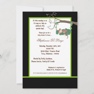 5x7 Invitation Baby shower de singe noir
