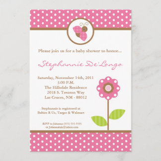 5x7 Invitation Baby shower d'insectes de printemps