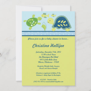 5x7 Invitation Baby shower océanique de la tortue 