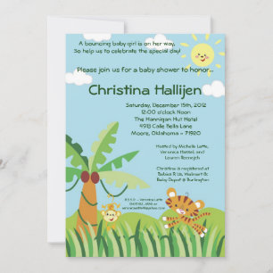 5x7 Invitation d'animaux de la forêt pluviale de l