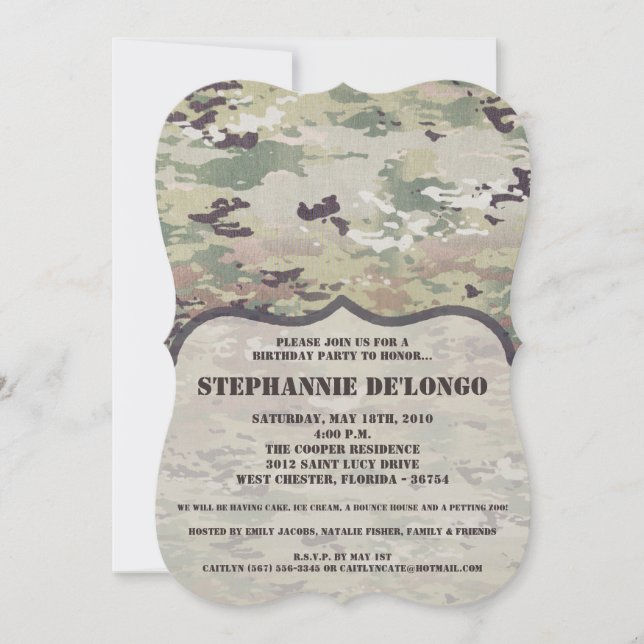 5x7 Invitation d'anniversaire Armée OCP Camo Unifo (Devant)