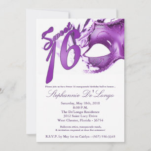 5x7 Invitation d'anniversaire Masquerade Mask pour