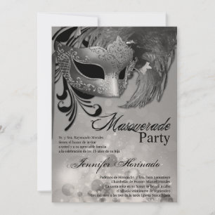 5x7 Invitation d'anniversaire Masquerade Quinceane