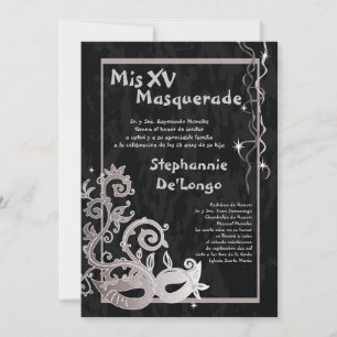 5x7 Invitation d'anniversaire Masquerade Quinceane