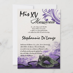 5x7 Invitation d'anniversaire Masquerade Quinceane