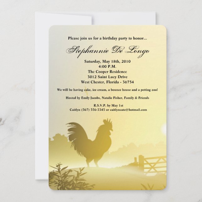 5x7 Invitation d'anniversaire Sunny Morning Farm P (Devant)