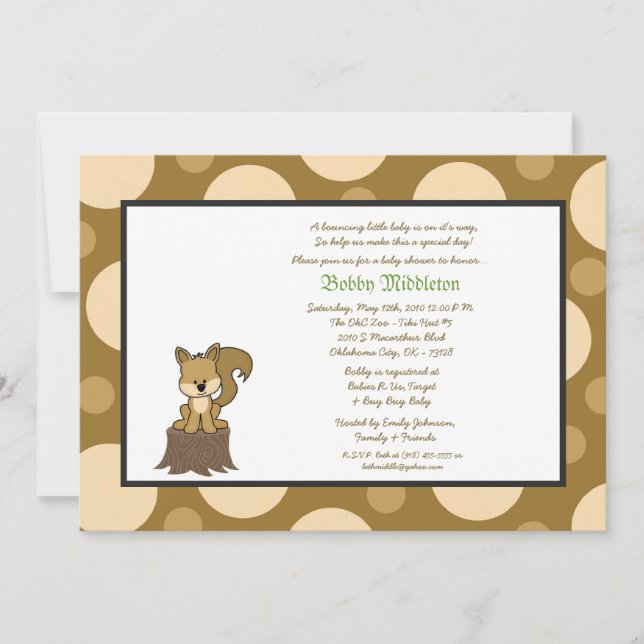 5x7 Invitation de Baby shower Brown et Brown Squir (Devant)