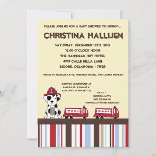 5x7 Invitation de Baby Shower Camion de pompiers N