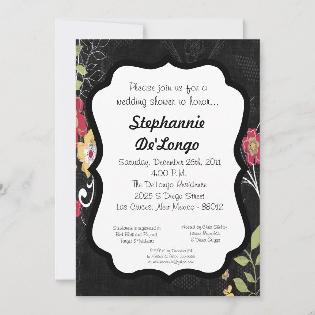 5x7 Invitation de cadre floral (Devant)