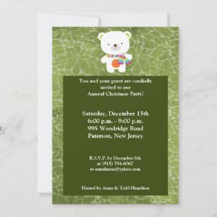 5x7 Invitation d'ours polaire de Noël