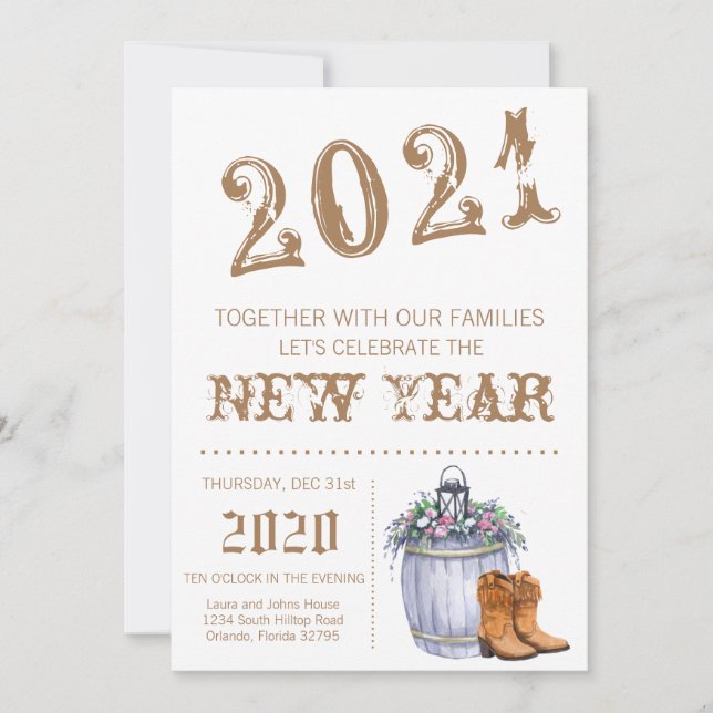 5x7 Invitation du Nouvel An Country Summer Mariage (Devant)