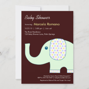 5x7 Invitations de douches pour bébés éléphants
