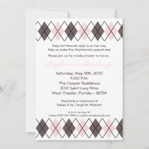 5x7 Jacquard rose gris Punk Baby shower Invitation