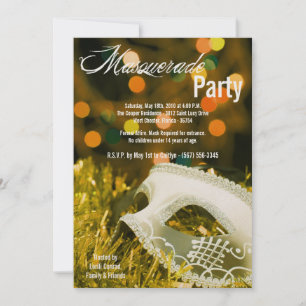 5x7 Jaune Masquerade Sweet 16 Invitation Anniversa