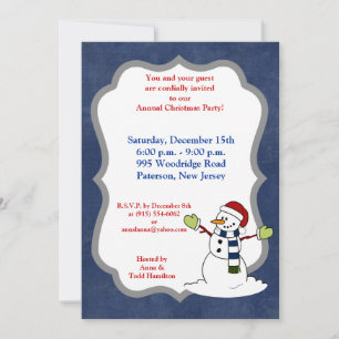 5x7 Jolly Winter Snowman Noël Invitation