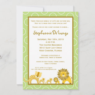 5x7 Jungle Boy Gir TRIPLETS Baby shower Invitation