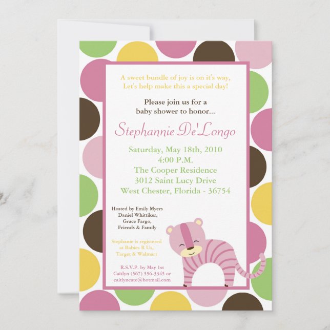 5x7 Jungle Queen Tiger Baby shower Invitation (Devant)