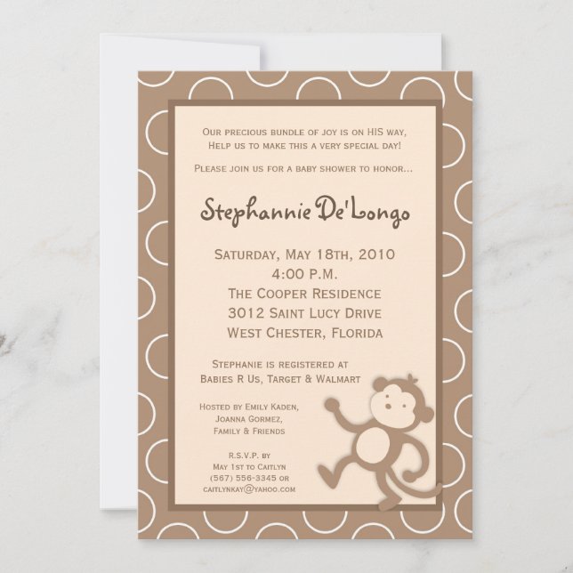 5x7 Jungle Safari Baby shower singe Invitation (Devant)