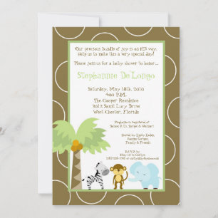 5x7 Jungle Safari Invitation Baby shower animal