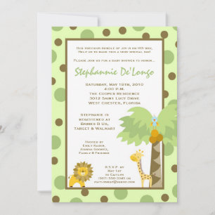 5x7 Jungle Safari Invitation Baby shower animal