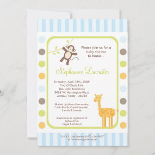 5x7 Jungle Safari Zoo Invitation Baby shower anima