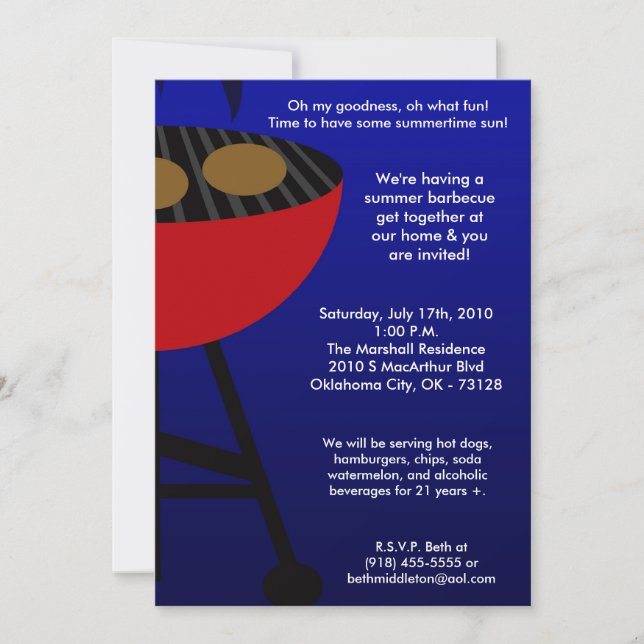 5x7 Kingof Grill Master Summer Barbecue Invitation (Devant)