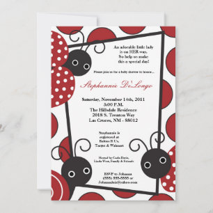 5x7 Lady Bug Spring Insect Invitation Baby shower