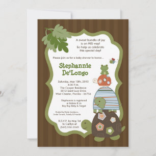 5x7 Laguna Turtle Frog Bee Baby shower Invitation