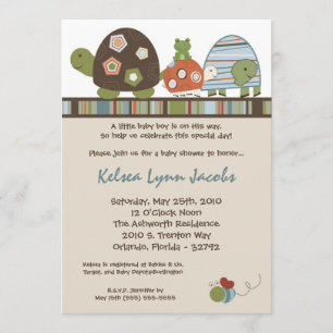 5x7 Laguna Turtle Frog Bee Baby shower Invitation